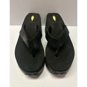 Volatile Women Wedge Thong comfort Sandals Size 9 Black Flip Flops Run Small